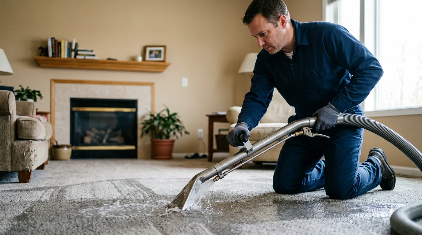 Water damage restoration technician working near New Boston, NH